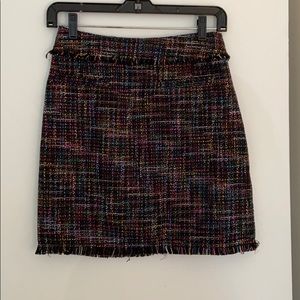 Multicolored tweet texture mini skirt